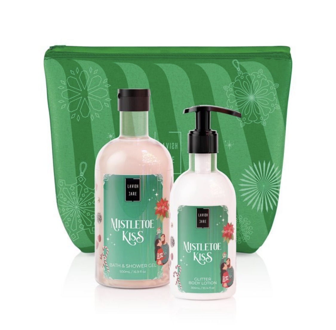 Lavish Care Mistletoe Kiss Christmas Set με Bath & Shower Gel – Αφρόλουτρο, 500ml & Glitter Body Lotion Κρέμα Σώματος, 300ml
