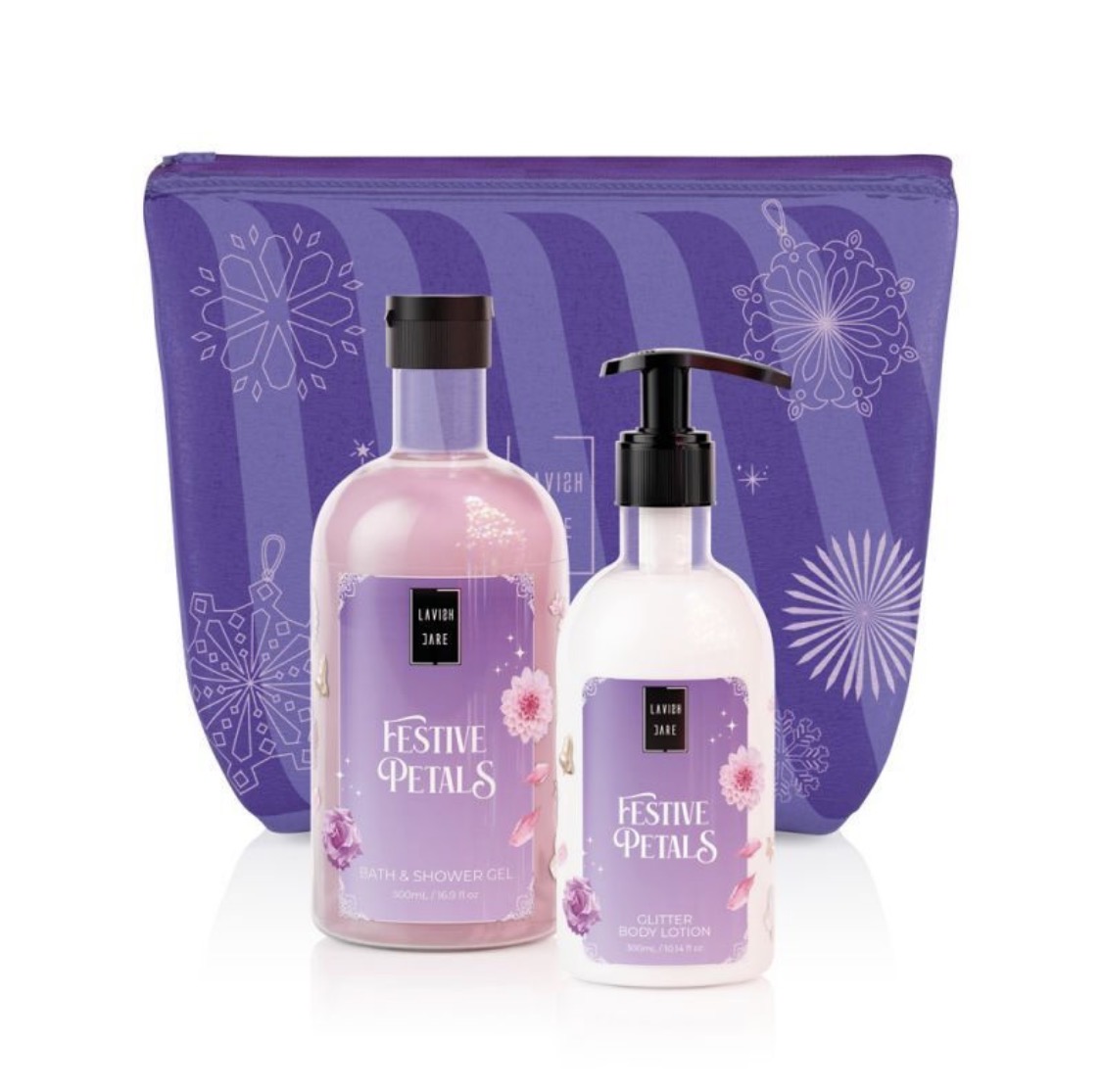 Lavish Care Festive Petals Christmas Set με Bath & Shower Gel – Αφρόλουτρο, 500ml & Glitter Body Lotion Κρέμα Σώματος, 300ml