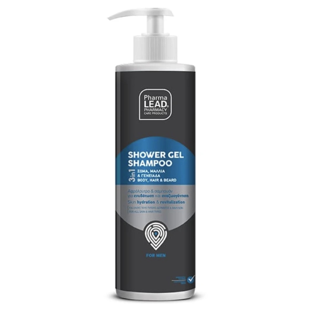 Pharmalead Shower Gel Shampoo For Men 3in1 Σαμπουάν - Αφρόλουτρο για Σώμα, Μαλλιά & Γενειάδα, 500ml