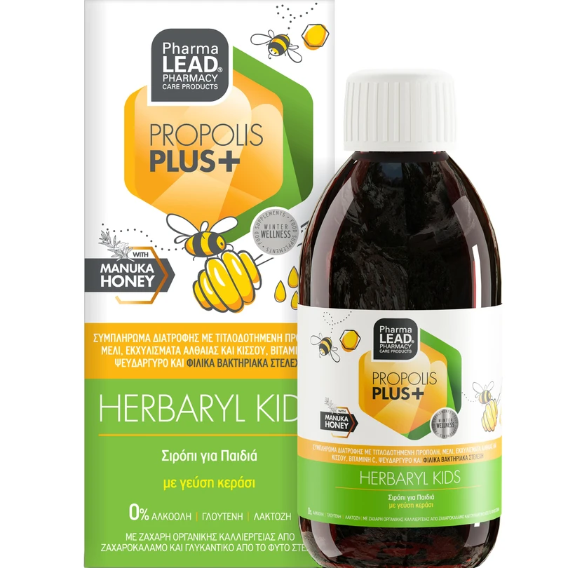 Pharmalead Propolis Plus+ Herbaryl Kids Παιδικό Σιρόπι με Γεύση Κεράσι, 200ml