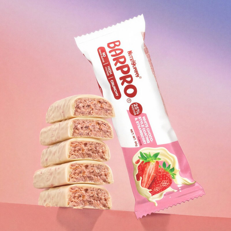 Nutriyummy  BarPro Λευκή Σοκολάτα & Φράουλα 60gr