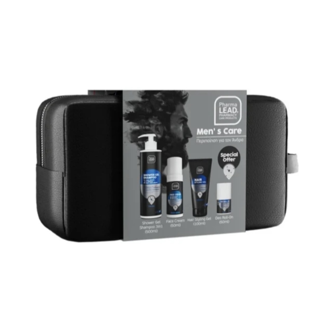 Pharmalead Men's Care Πακέτο Shower Gel Shampoo 3in1 500ml & Face Cream 50ml & Hair Styling Gel 100ml & Deo Roll-On 50ml