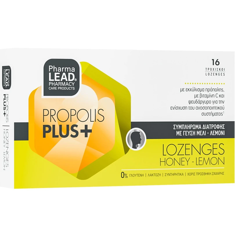 Pharmalead Propolis Plus+ Honey-Lemon, 16lozenges
