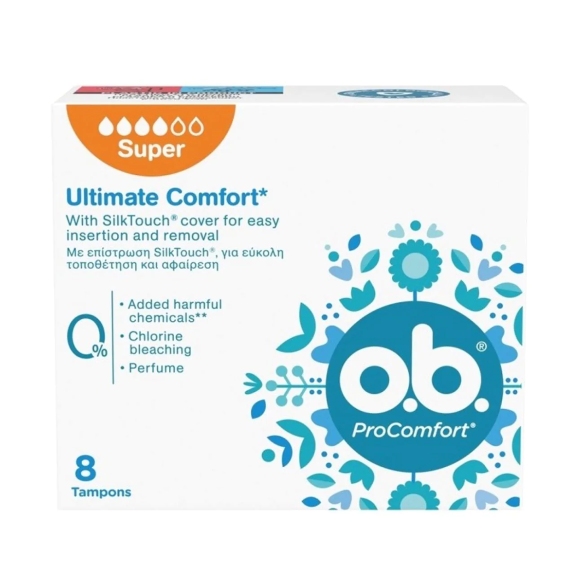 OB Tambons ProComfort Super 8pcs (Ταμπόν Κατάλληλό για μέρες με μέτρια ως μεγάλη ροή)